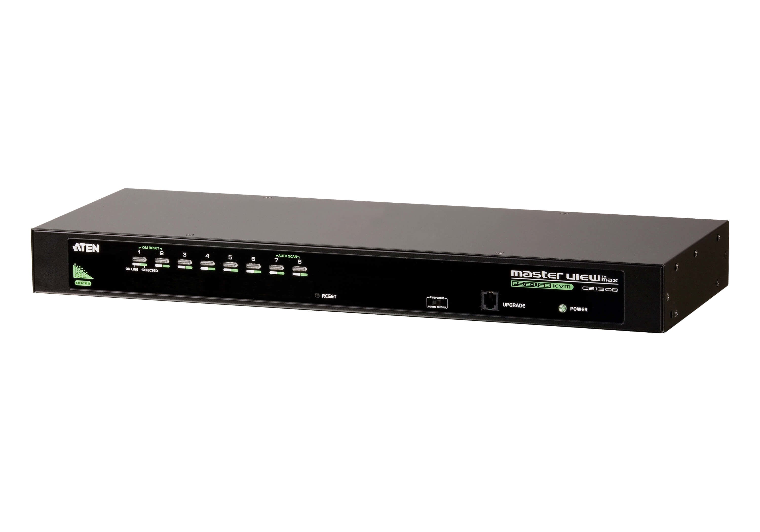 Conmutador KVM VGA PS/2-USB de 8 puertos /Cascada/W/(EE.UU./UE/SALIDA) ADP. ATEN
