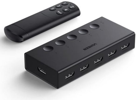 Conmutador HDMI 5X1 | 4K@60Hz | HDMI 2.0, 1.4 | HDCP 2.2, 1.4 | VRR | Dynamic HDR | 3D | CEC | EDID | IR 10 Metros (32.81 Pies) | 18Gbps | Cambio Manual y por Control Remoto | Incluye Cable de Alimentación USB