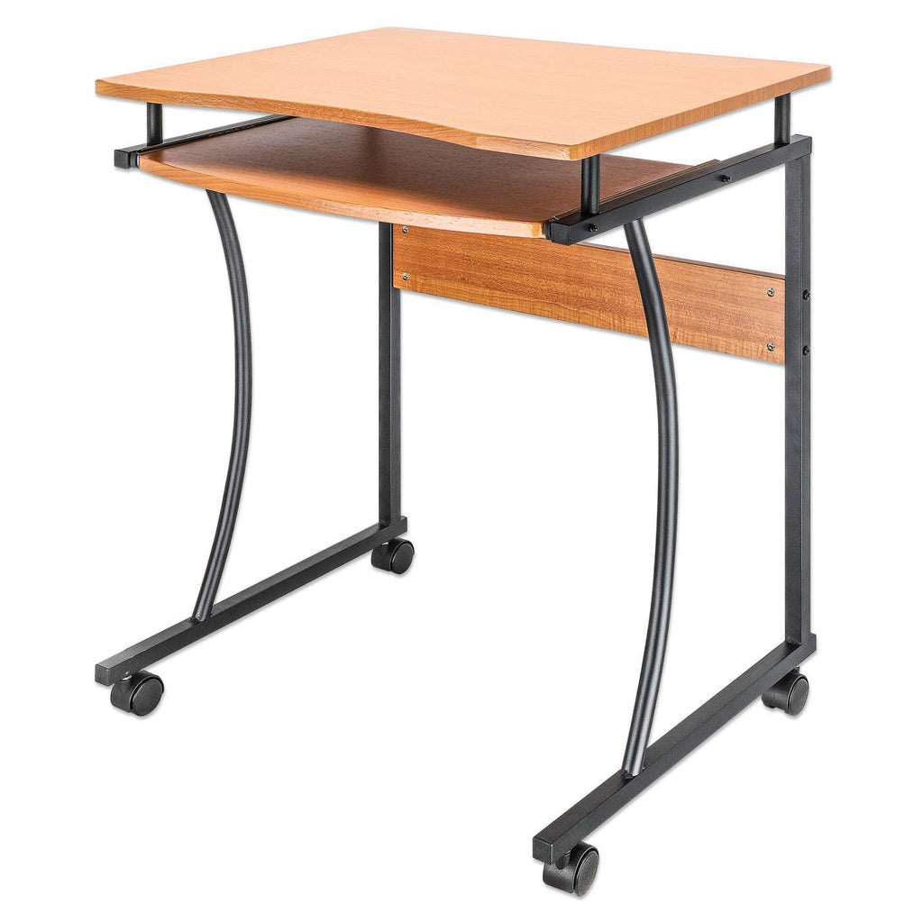 Escritorio Manhattan Compacto con Ruedas Bandeja Deslizable para Teclado Color Café Claro