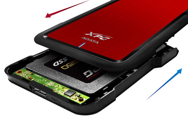 ADATA EX500 Cubierta de disco duro/SSD Negro, Rojo 2.5"
