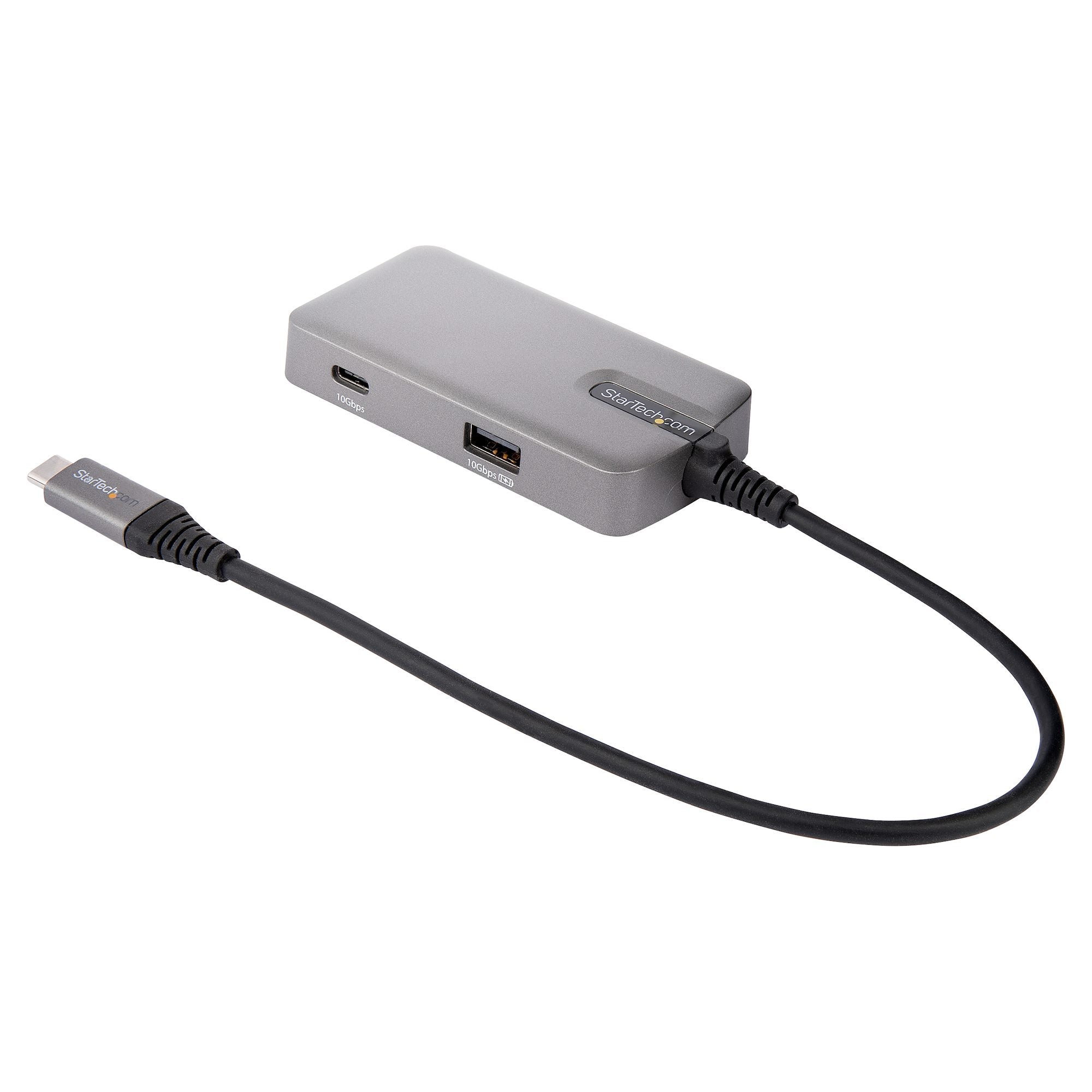 ADAPTADOR STARTECH.COM MULTIPUERTOS USB C - USB-C A HDMI 2.0 4K 60HZ, PD CON PASO DE 100W - HUB USB DE 3 PUERTOS DE 10GBPS - MINI DOCKING STATION USB TIPO C PORTATIL - CABLE DE 25CM