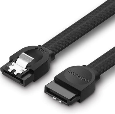 Cable SATA III de Datos 6 Gbps para Conexión entre SSD HDD Discos Duros y Placa Base con Clip de Seguridad (45 cm, Conectores Rectos)