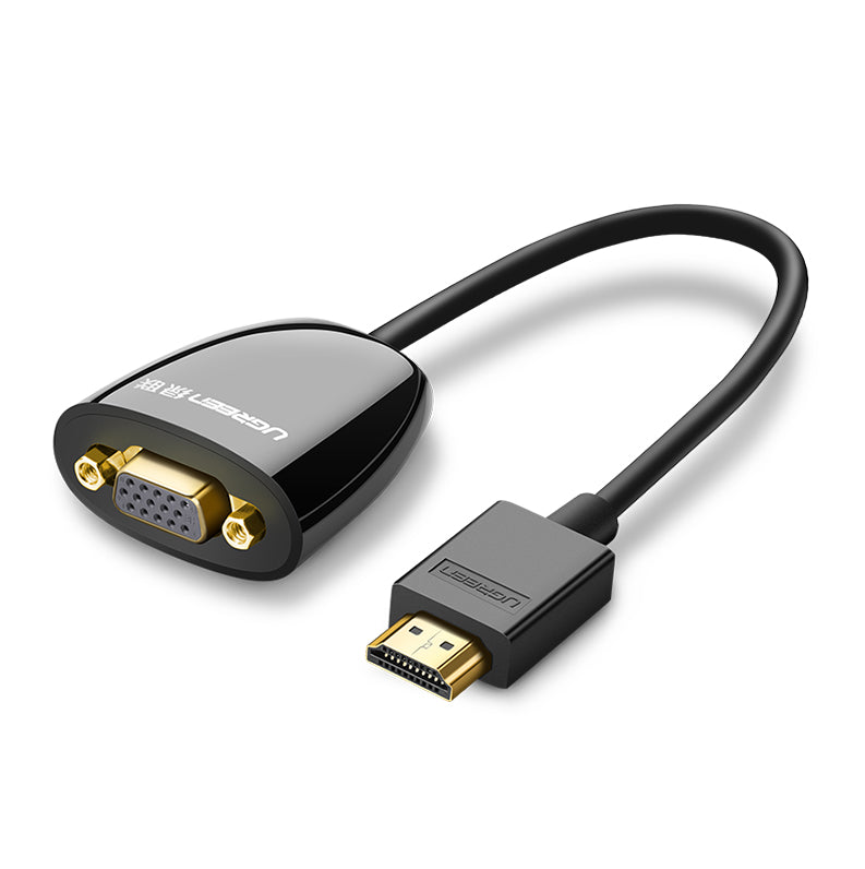 Adaptador HDMI a VGA / Resolución 1080P / Audio 3.5mm / Con Puerto Micro USB para Alimentación / Plug &  Play / No Requiere Controlador / ABS / Flexible y Duradero