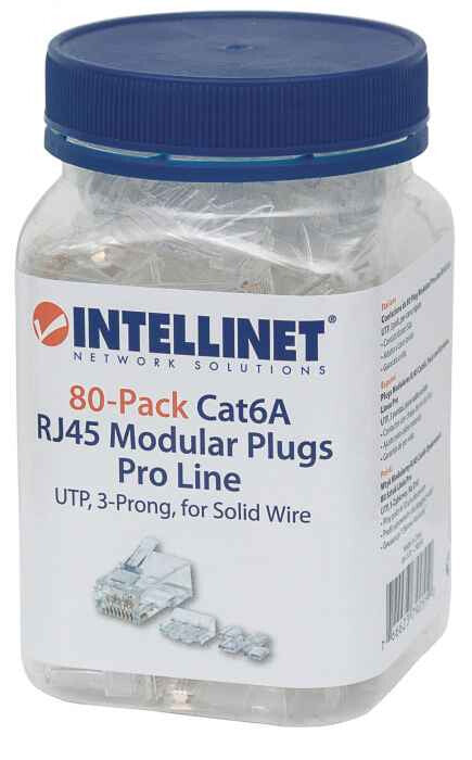 Intellinet PLUG RJ45 CAT6A SOLIDO UTP BOTE 80 PZAS ORO 50-MICRAS PRO
