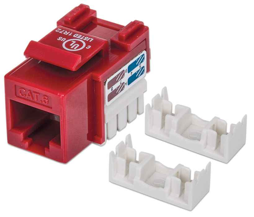 Jack Intellinet RJ45/Cat6 Keystone de Impacto UTP Color Rojo