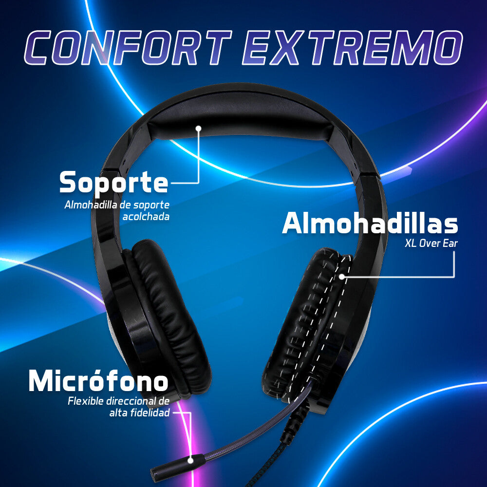 Vorago HS-501 audífono y auriculare Auriculares Alámbrico Diadema Juego Negro
