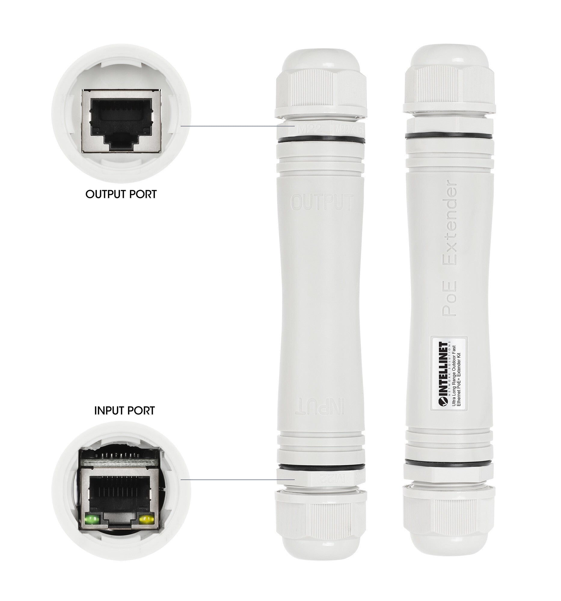 Intellinet 561952 extensor de red Blanco 10, 100 Mbit/s