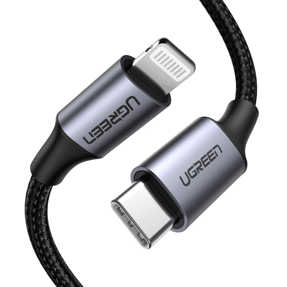 Cable USB-C a Lightning | 1 Metro (3.28 Pies) | Certificado MFi | Carga Rápida 60W | 480 Mbps | Conector C94 | Adecuado para iPhone, iPad y iPod | Protección Integrada | Caja de Aluminio | Nylon Trenzado | Color Negro
