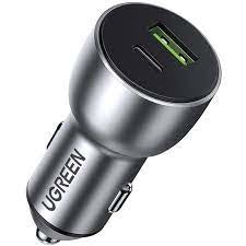 Cargador de Auto 52.5W | Puerto USB-A y USB-C | Carga Rápida | Compatible con Vehículos de 12 y 24 VCD | PD3.0 + QC3.0 | Chip Inteligente | Diseño Compacto Mayor Eficiencia Energética | Caja de Aluminio