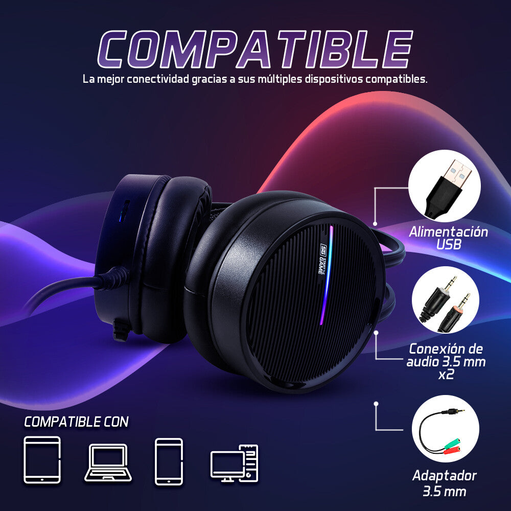 Vorago HS-502 audífono y auriculare Auriculares Alámbrico Banda para cuello Juego Negro