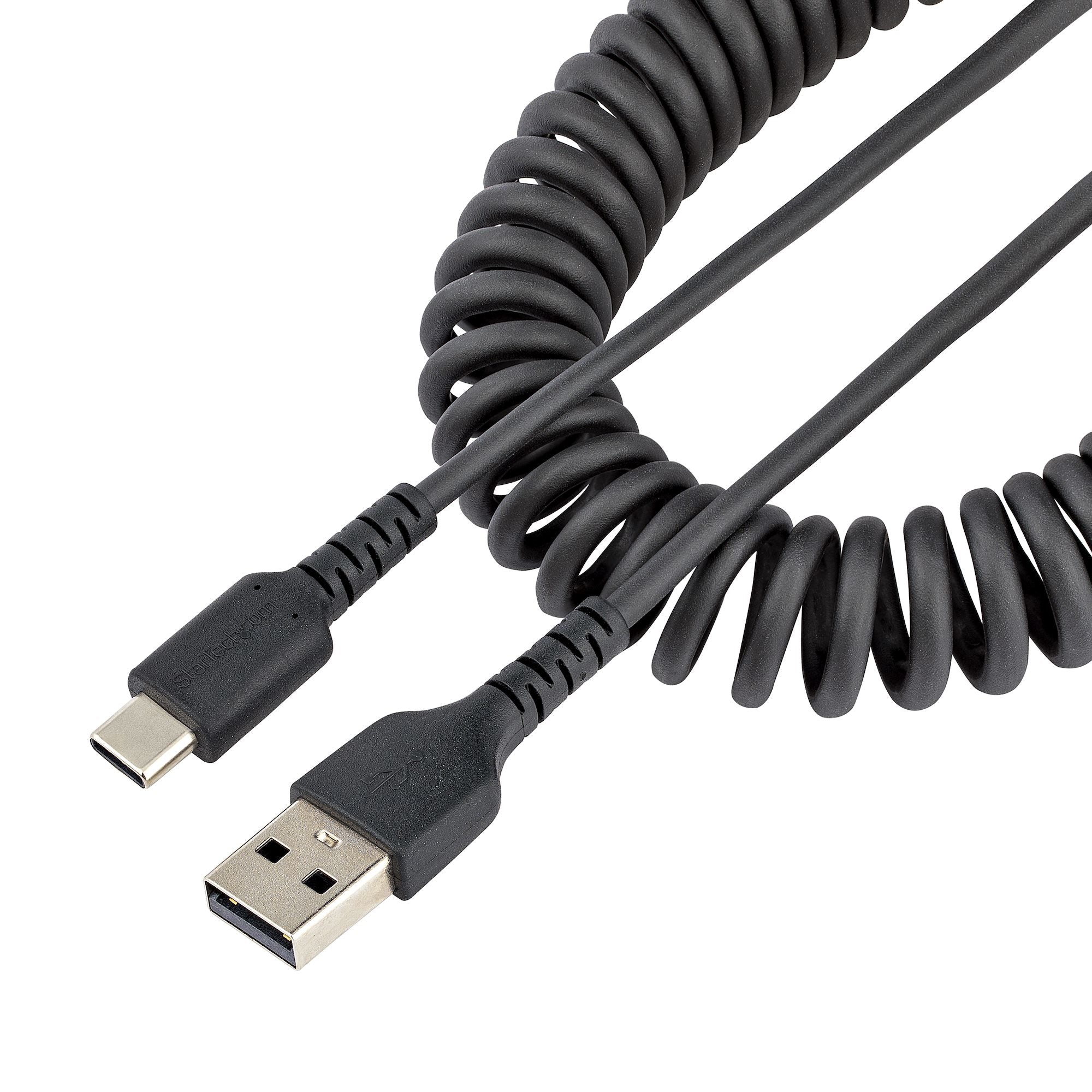 CABLE DE 50CM DE CARGA USB A A USB C, CABLE USB TIPO C EN ESPIRAL DE CARGA RAPIDA, CABLE USB 2.0 A A USBC NEGRO - STARTECH.COM MOD. R2ACC-50C-USB-CABLE