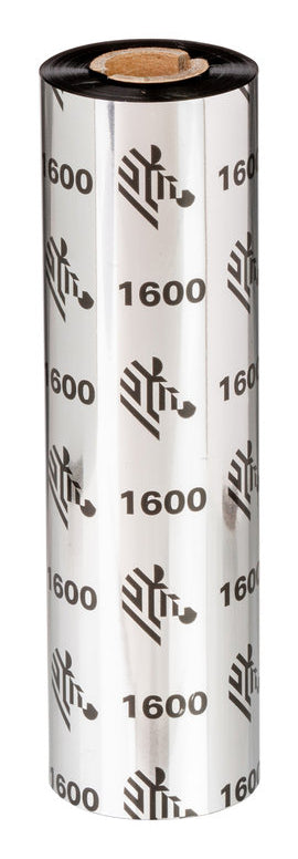ZEBRA Wax Ribbon 110mmx450m (433in x 1476ft) 1600Economy 25mm (1in) core Box with 18 pcs