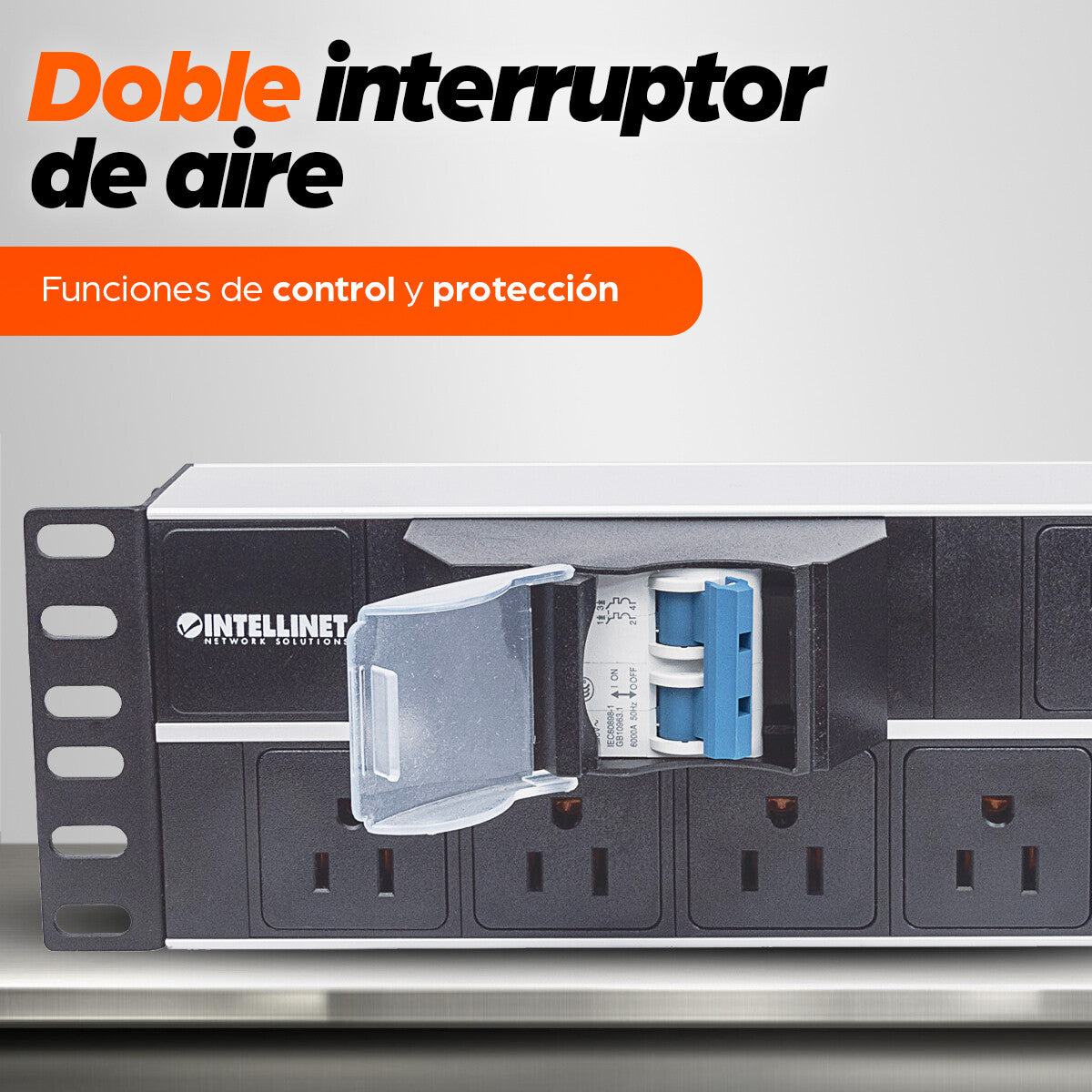 Intellinet Barra multicontactos de 15 salidas para montaje en 2U de rack de 19" - Enchufes Tipo EU (NEMA 5)