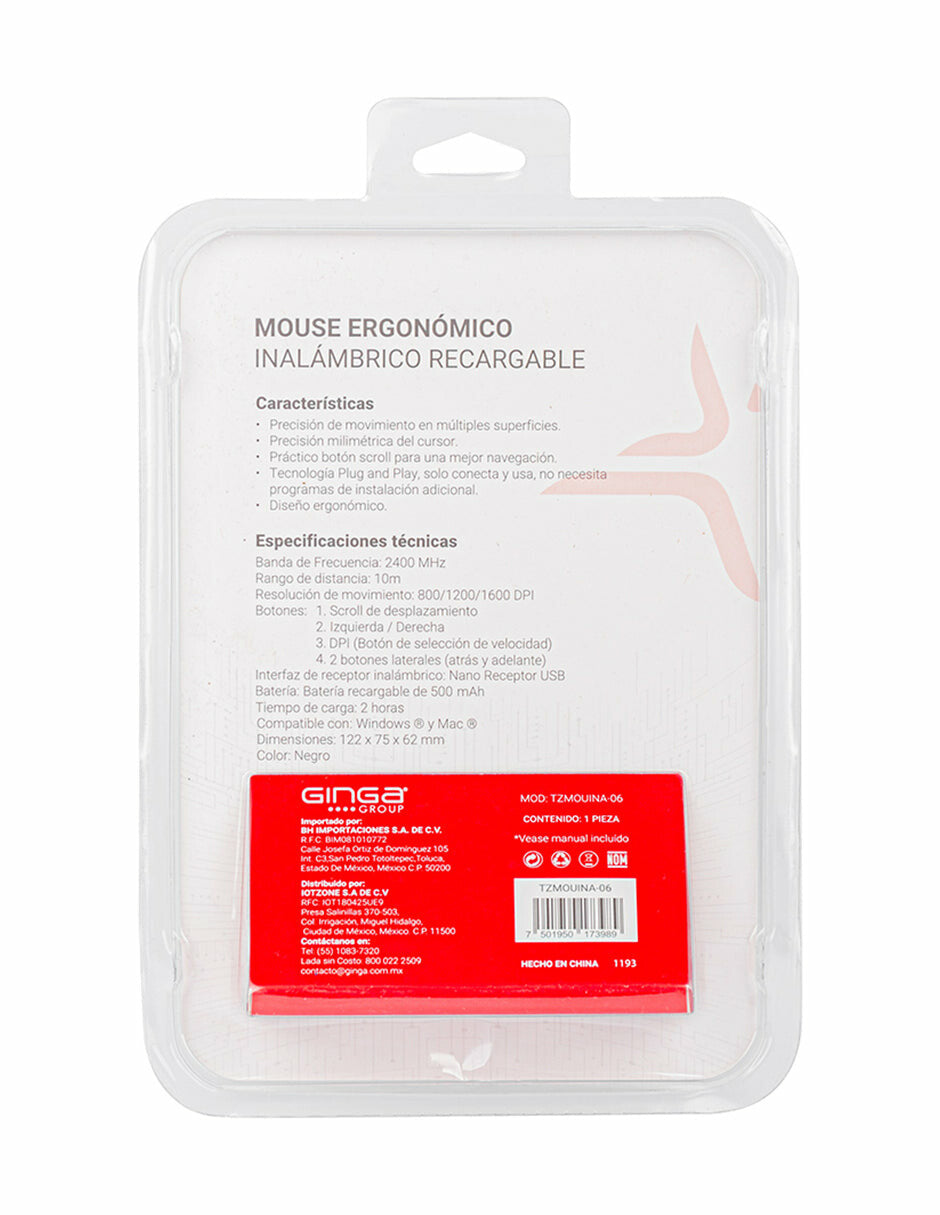 TechZone TZMOUINA-06 ratón Oficina RF inalámbrico + bluetooth Óptico 1600 DPI