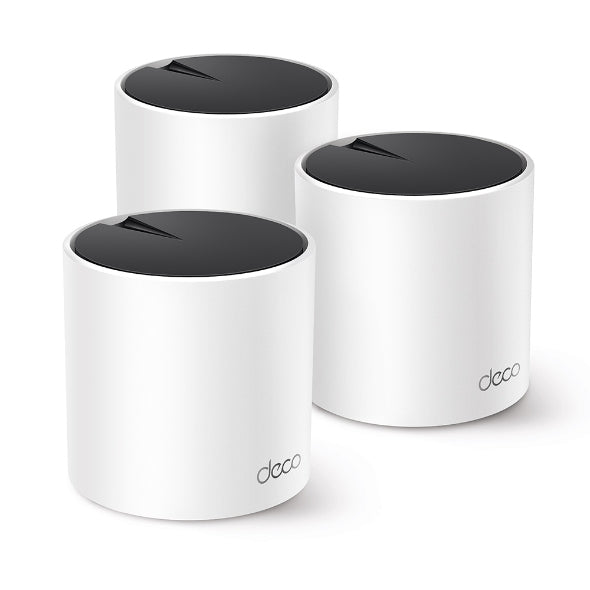 Kit 3 Routers Inalámbricos MESH Interior para Hogar / Doble Banda Wi-Fi 6 AX3000 Mbps / 3 Puerto Gigabit WAN/LAN / 2 Antenas Internas / Administración Mediante la App Deco (iOS, Android) / Protección HomeShield