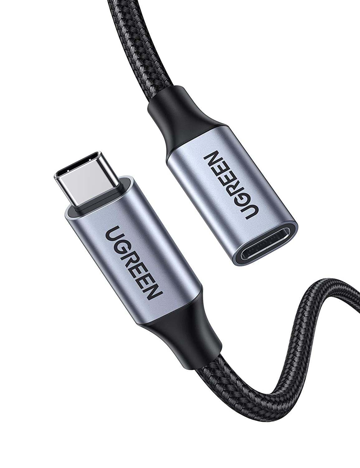Cable USB-C Macho a USB-C Hembra | 1metro | USB-C 3.1 Gen 2 | Compatible con Thunderbolt 3 | Carcasa de Aluminio | Nylon Trenzado |  Transferencia de Datos 10 Gbps | Soporta hasta 100W para Carga Rápida.
