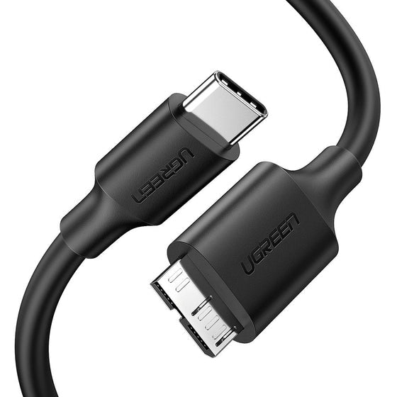 Cable USB Tipo C 3.0 a Micro Tipo B | 1m |Carga Rápida | 5 Gbps | Transferencia de Datos | Blindaje Interior Múltiple | Compatible con Disco Duro Externo, Portátiles, Seagate, Nikon, Canon.