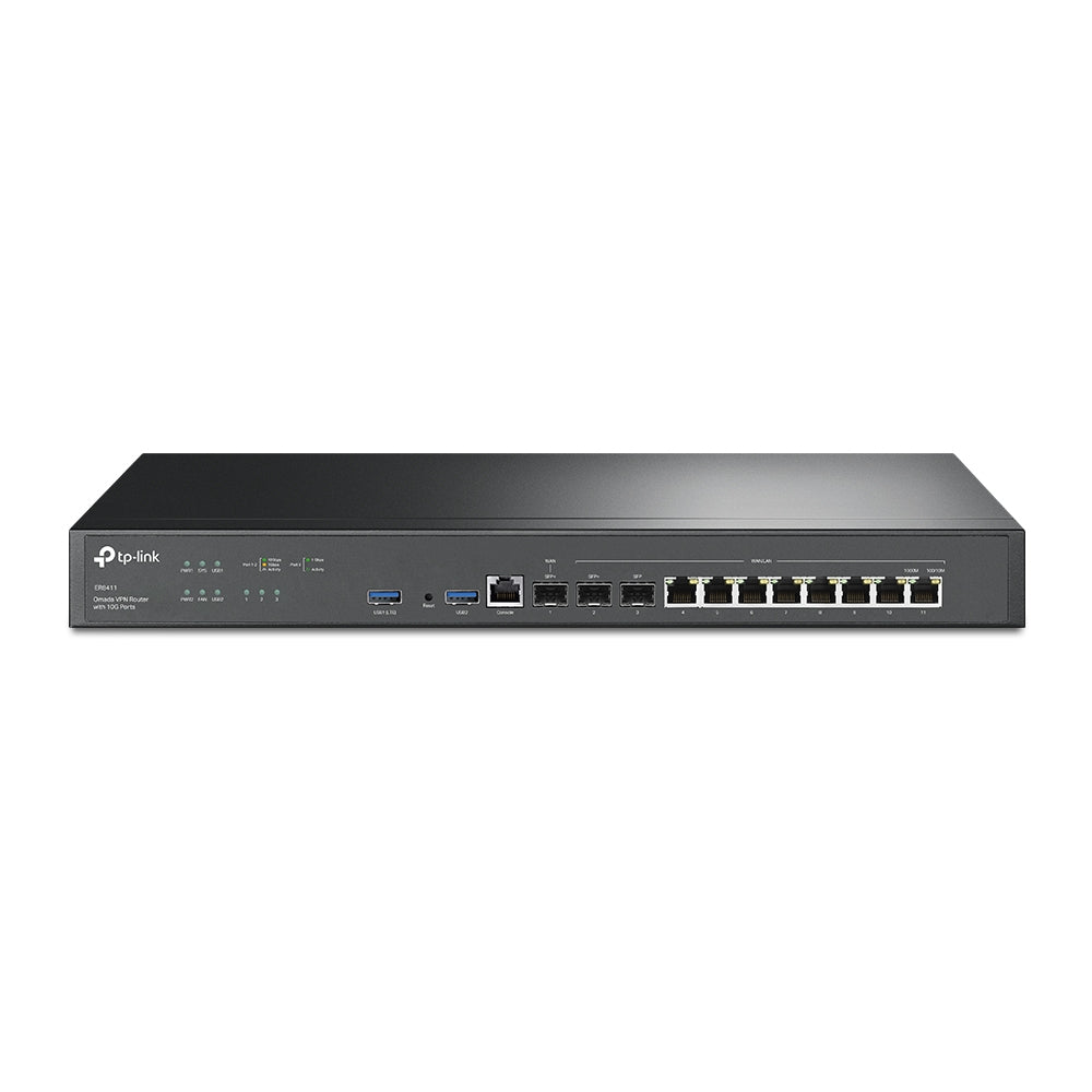 Router Omada VPN /  SDN Multi-WAN 10G / 1 Puerto WAN SFP+ 10G / 1 Puerto WAN/LAN SFP+ 10G / 1 Puerto WAN/LAN SFP 1G / 8 puertos LAN/WAN 1G / 2 Puertos USB / 2.3 Millones Sesiones Concurrentes / Administración Centralizada OMADA SDN.