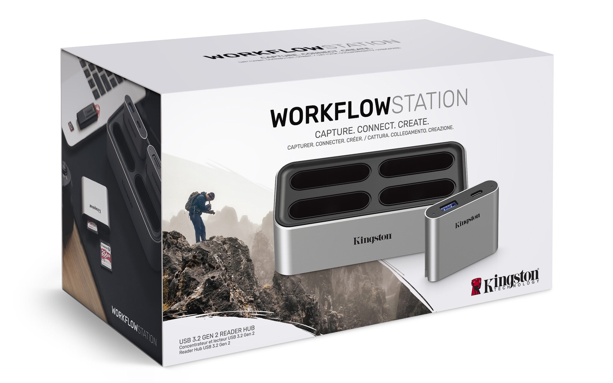 Kingston Technology Workflow Station USB 3.2 Gen 2 (3.1 Gen 2) Type-C Negro, Plata