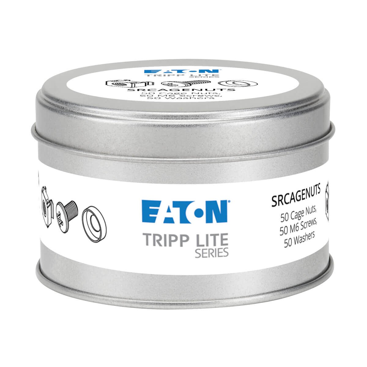 Tripp Lite SRCAGENUTS Kit de hardware de orificios cuadrados SmartRack con 50 tornillos M6 y arandelas