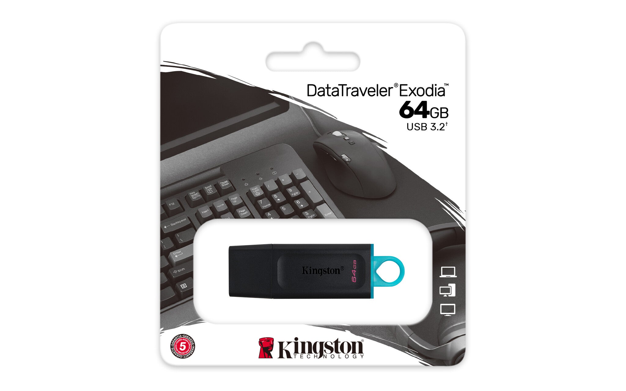 Kingston Technology DataTraveler Exodia unidad flash USB 64 GB USB tipo A 3.2 Gen 1 (3.1 Gen 1) Negro, Turquesa