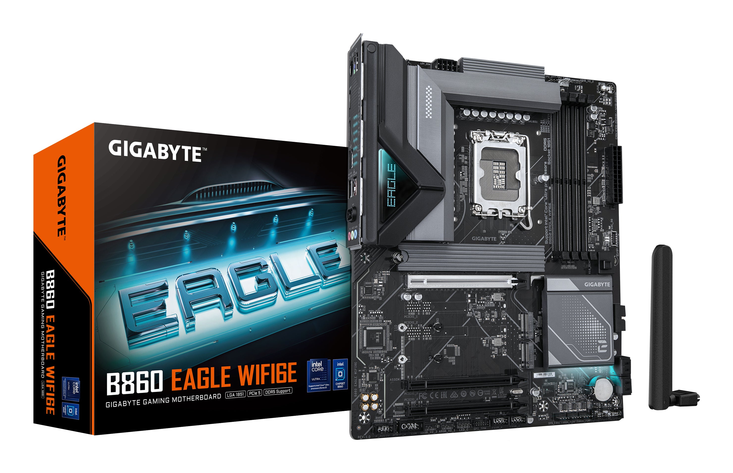 TARJETA MADRE GIGABYTE B860 EAGLE WIFI6E / SOCKET LGA 1851 INTEL ULTRA / DDR5 9066 MT/S / WIFI 6E / BT 5.3 / PCIE 5.0 / ATX