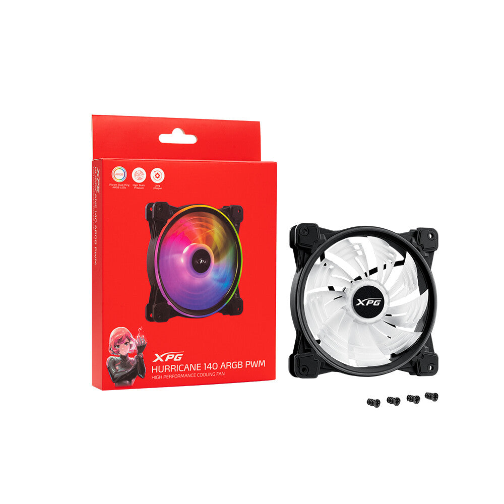 XPG HURRICANE140ARGBPWM-BKCWW sistema de refrigeración de computadora Gabinete de la computadora Ventilador 14 cm Negro, Blanco