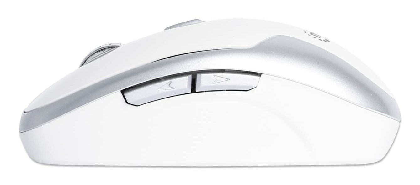 Manhattan Nanorreceptor USB-A, seis botones con rueda de desplazamiento, 800/1200/1600 ppp, contorno agradable para la muñeca, blanco