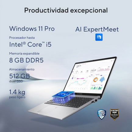 Laptop Asus Expertbook P1403CVA-i58G512-P1 CORE I5 13420H 8GB 512GB 2280 SSD 14.0" WIN11 PRO BLACK Wi-Fi 6E