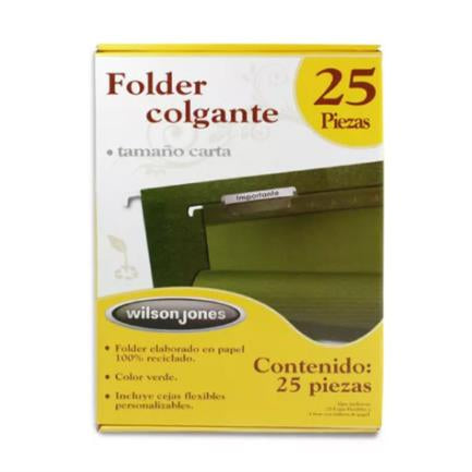 Acco Wilson Jones Letter Traditional Green Hanging Folder Box with 25 Pieces