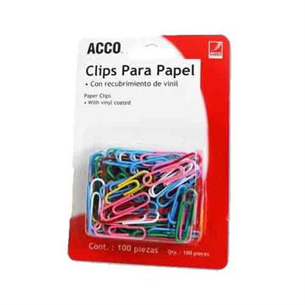 CLIP ACCO COLORS BLISTER W/100 CLIPS