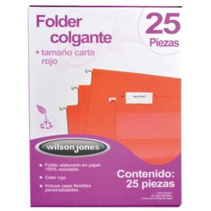Red Letter Hanging Folder w/25 Pcs