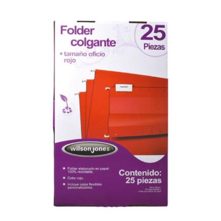 Red Hanging File Folder Legal Size, 25-Count