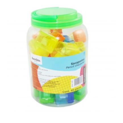 Barrilito X41 Plastic Pencil Sharpener with Reservoir, Tub of 40 Pcs