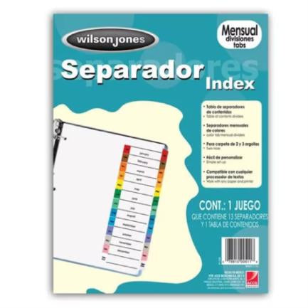 Acco Wilson Jones Monthly Letter-Size Multicolor Tab Dividers