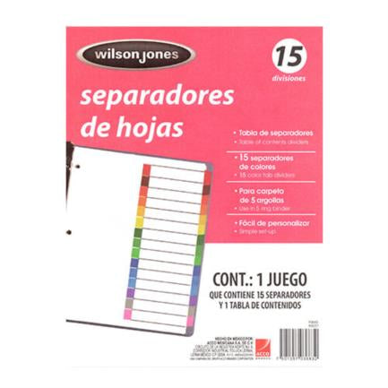 ACCORD TAB DIVIDER 15-TAB UNNUMBERED