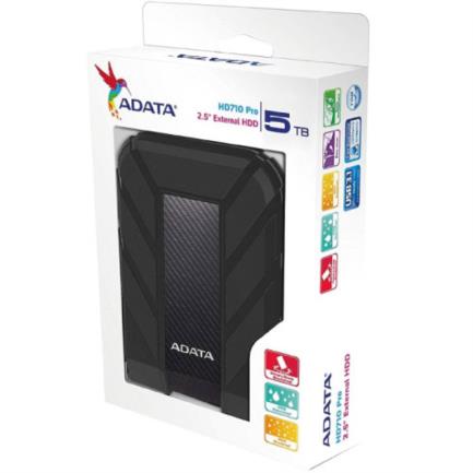 Disco Duro Externo Adata 5TB HD710 Pro 2.5" USB-A 3.2 Negro Resistente a Prueba de Agua Polvo y Golpes