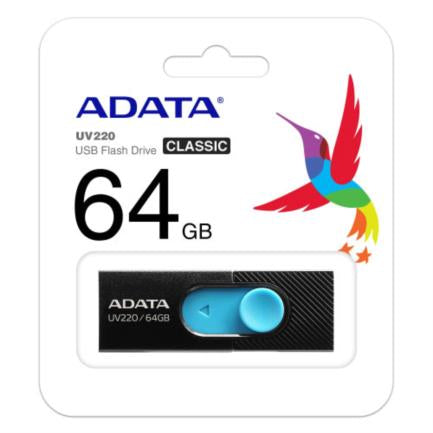 Memoria USB Adata 64 GB UV220 2.0 Color Negro-Azul