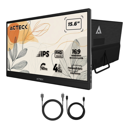 Monitor portátil plano 15.6" IPS SlimBoard SB15T FHD 60Hz 5ms 2x altavoces 1 W base ajustable Elite negro