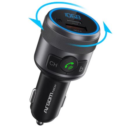Kit Manos Libres Argomtech para Auto Spectro T1 Bluetooth Pantalla LED Dos Puertos de Carga Rápida 42 W USB Color Negro