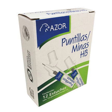 Azor HB 0.5mm Lead Refills Box with 12 Tubes, 12 Refills Each