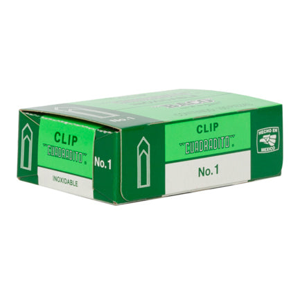 Clip Baco Cuadradito #1 Niquelado Paquete c/10 Cajas c/100 Clips c/u