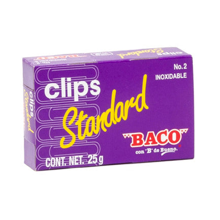 Clip Baco Estándar #2 galvanizado paquete c/10 Cajas c/100 Clips c/u