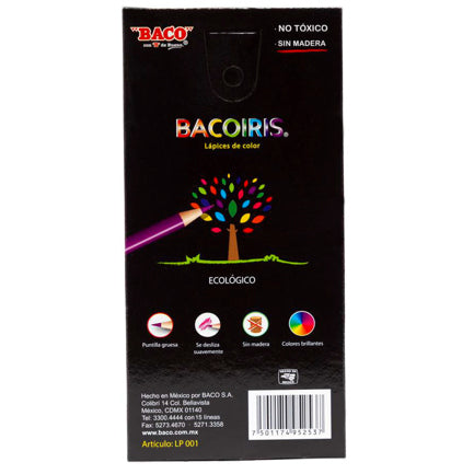 Baco Bacoiris Long Colored Pencils Box with 12 Pieces