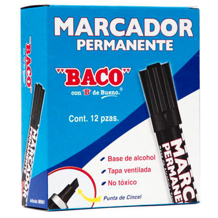 BACO PERMANENT MARKER ALUMINUM TUBE BLACK BX/12
