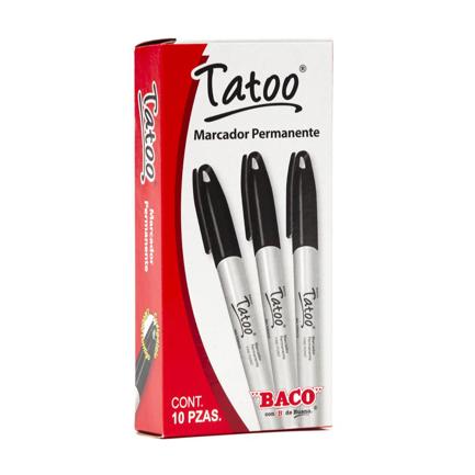Baco Fine Point Permanent Marker, Black, 10 Pieces