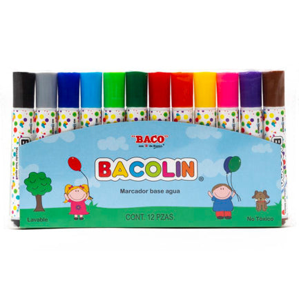 Baco Bacolin Washable Water-Based Marker Pen with 12 Colors