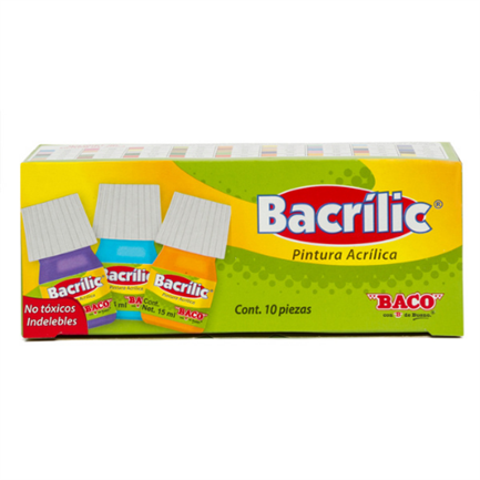 BACO ACRYLIC PAINT LEMON YELLOW 15ML PACK OF 10