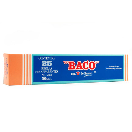 BACO TRANSPARENT RULER 5030 30CM PK/25