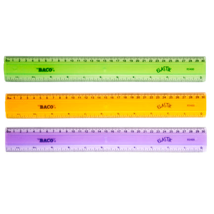 UNBREAKABLE RULER BACO 30 CM COLORS BOX W/25